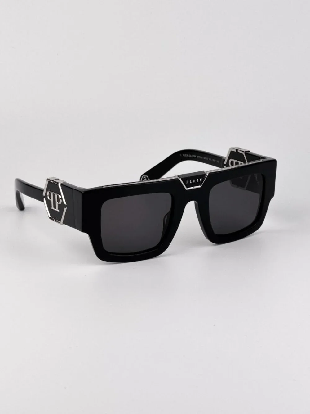 Philipp Plein Men’s Sunglasses Black Square Grey Lenses SPP092M 700Y NEW